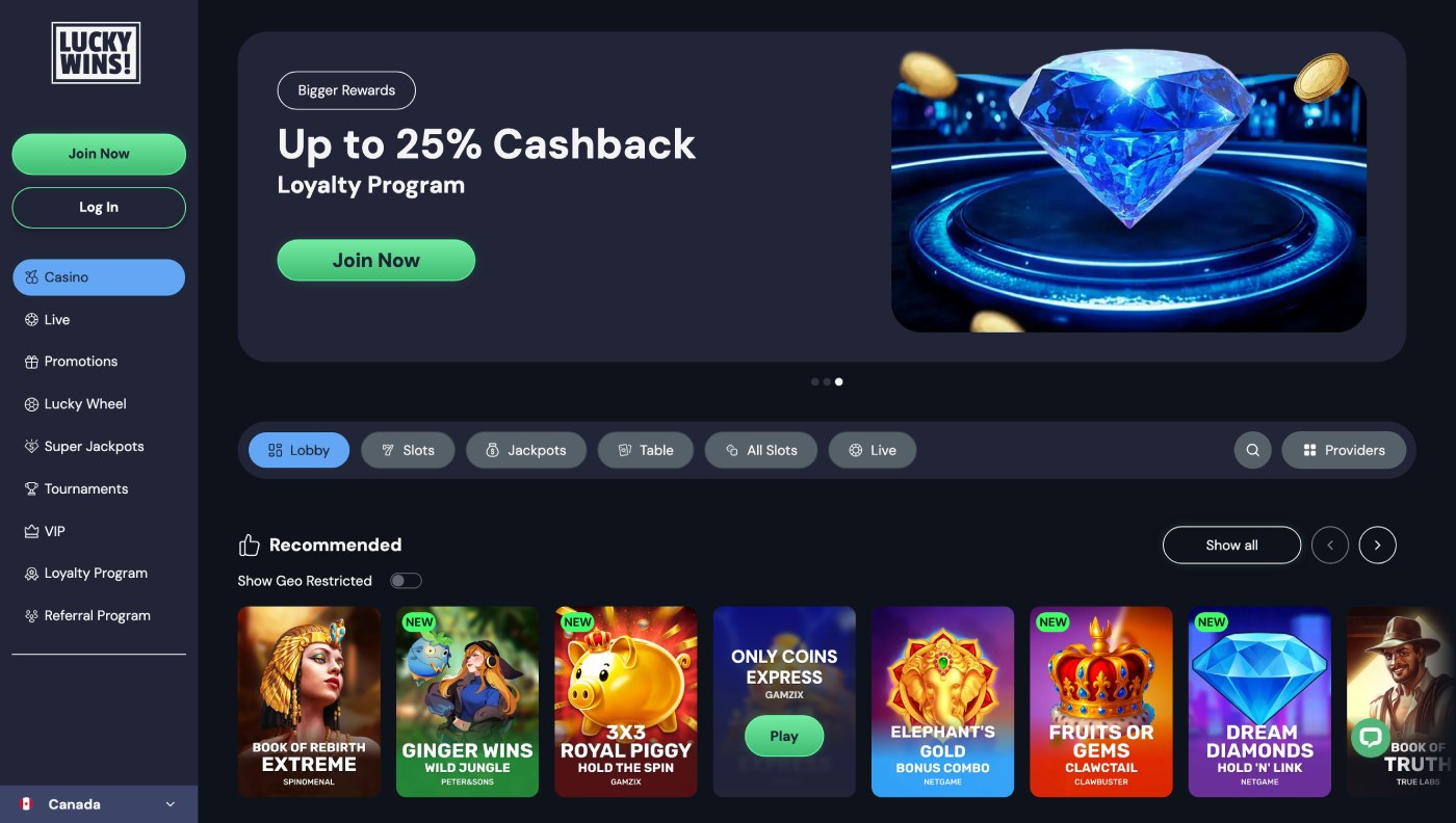 luckywins-homepage